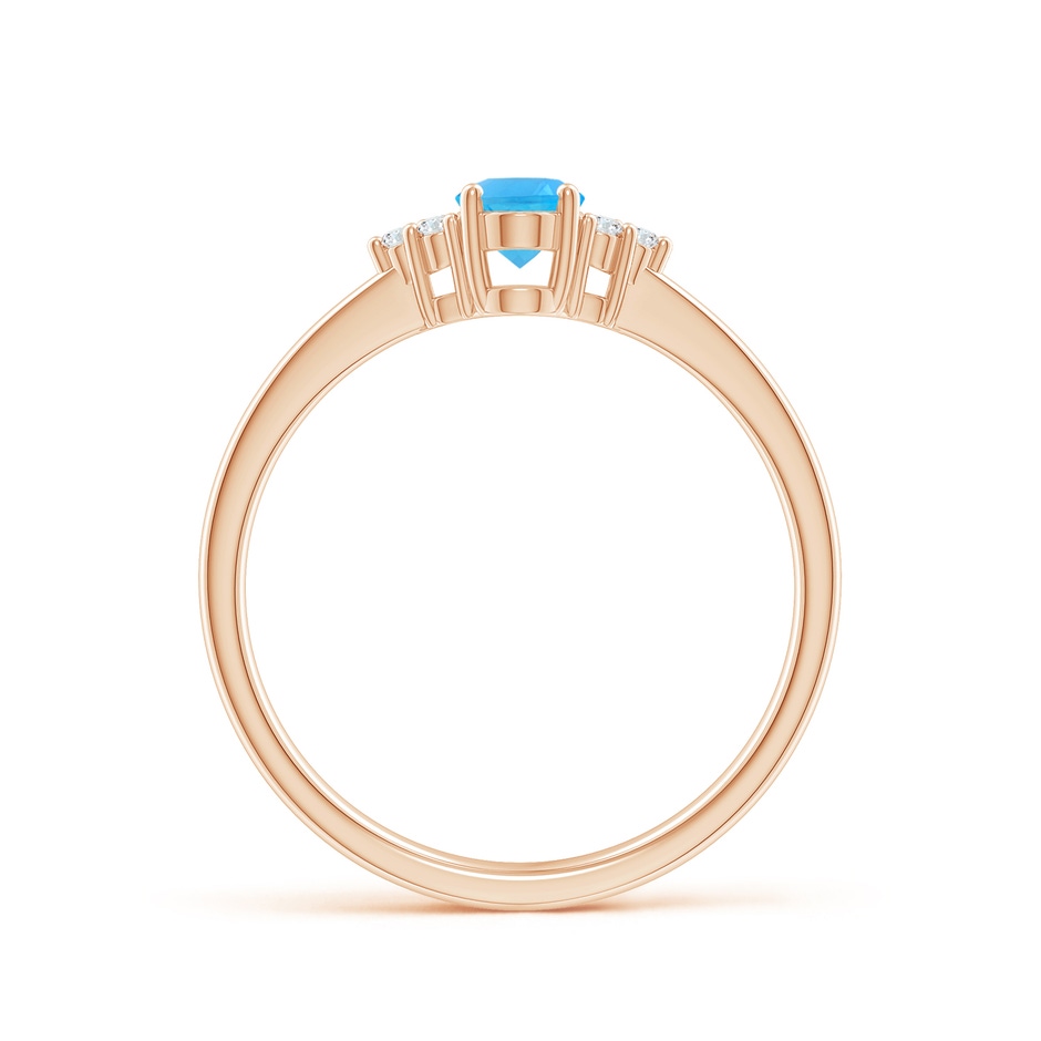6x4mm AAA Solitaire Oval Swiss Blue Topaz Ring with Trio Diamond Accents in Rose Gold side 1