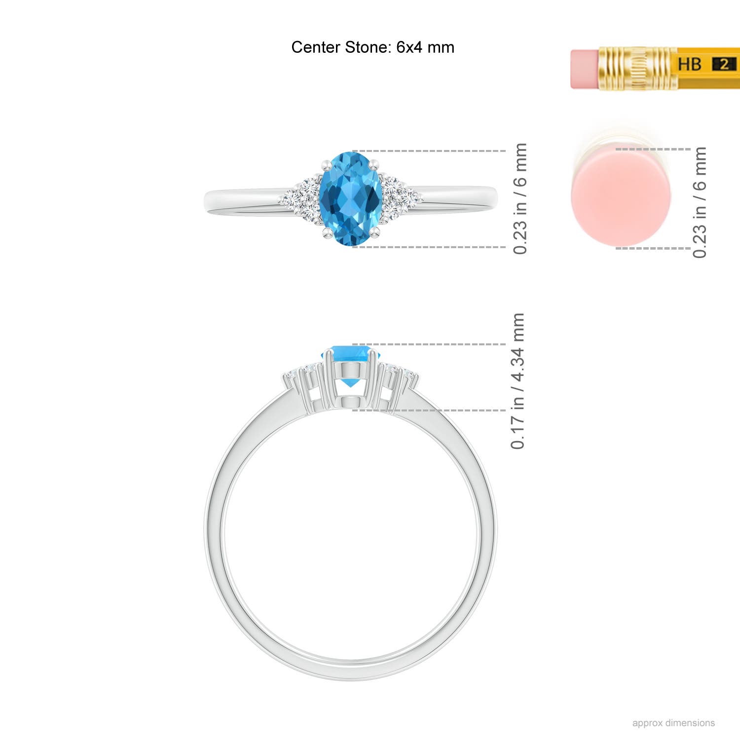 AAA - Swiss Blue Topaz / 0.6 CT / 14 KT White Gold