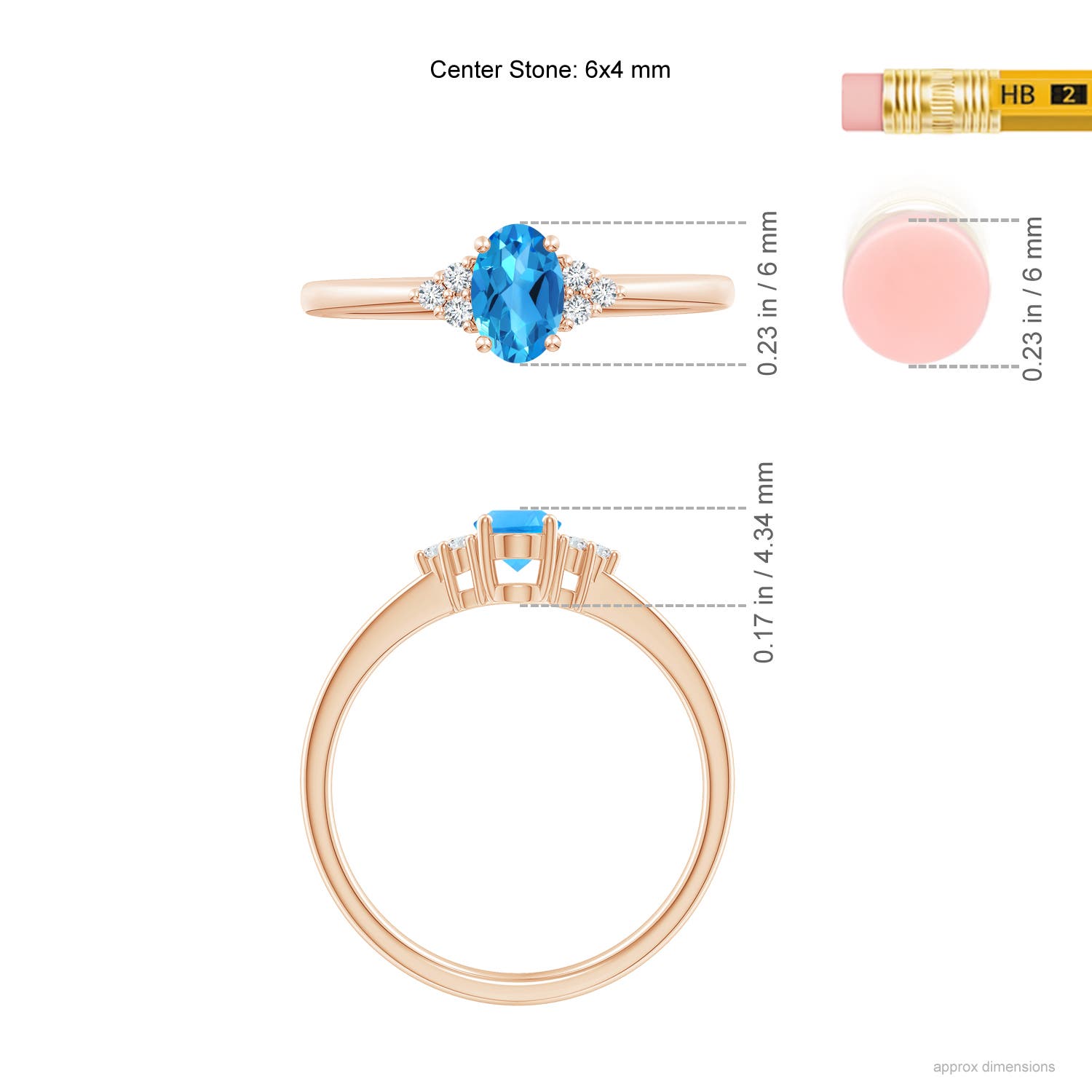 AAAA - Swiss Blue Topaz / 0.6 CT / 14 KT Rose Gold