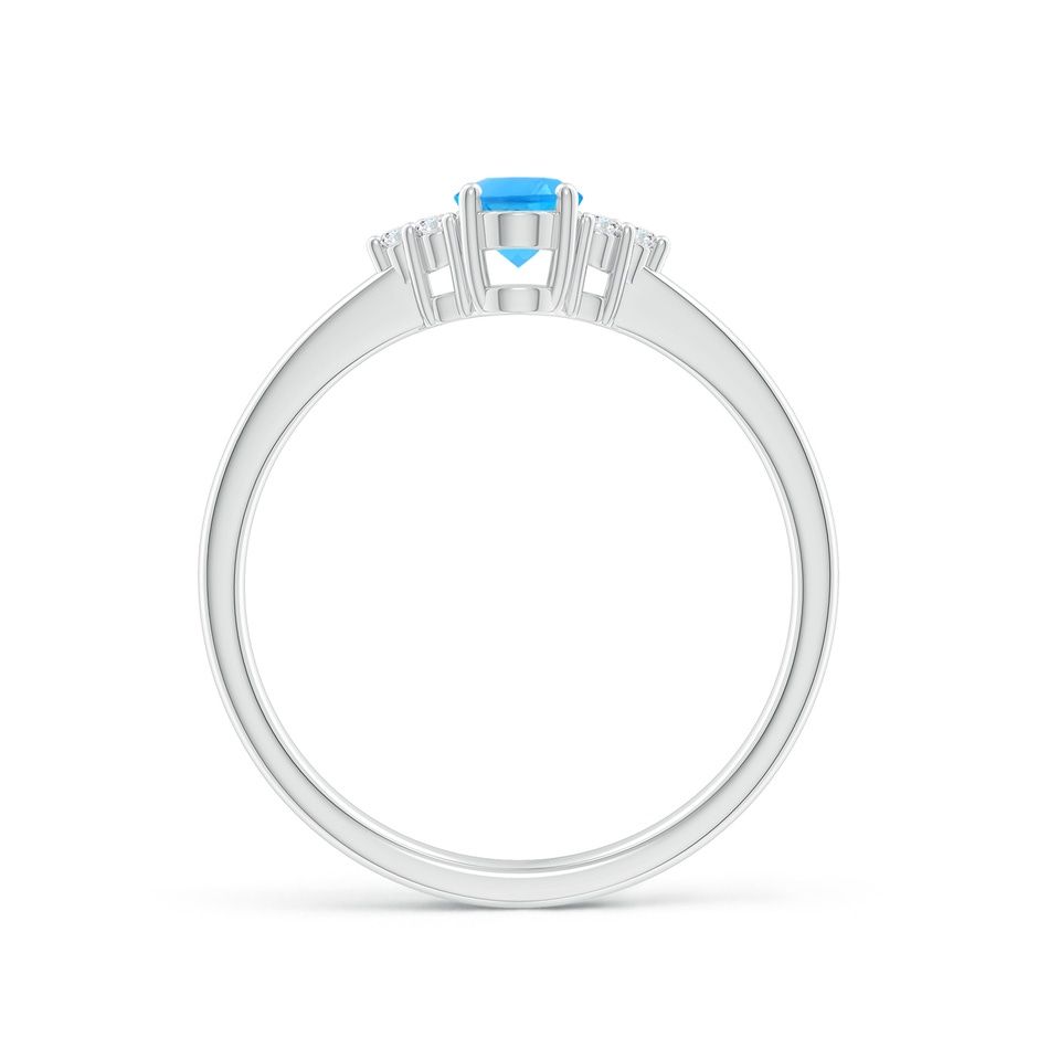 6x4mm AAAA Solitaire Oval Swiss Blue Topaz Ring with Trio Diamond Accents in White Gold side 1
