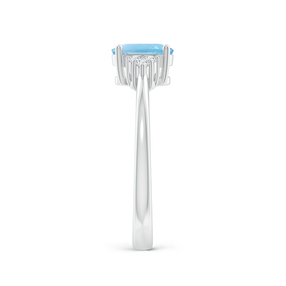 7x5mm A Solitaire Oval Swiss Blue Topaz Ring with Trio Diamond Accents in P950 Platinum side 2