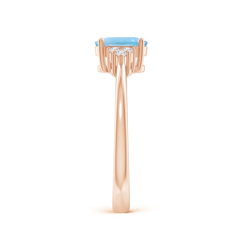 7x5mm A Solitaire Oval Swiss Blue Topaz Ring with Trio Diamond Accents in Rose Gold side 2