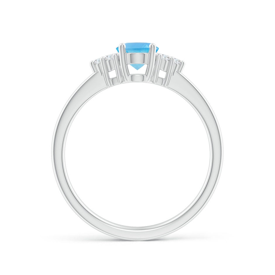 7x5mm AA Solitaire Oval Swiss Blue Topaz Ring with Trio Diamond Accents in P950 Platinum side 1