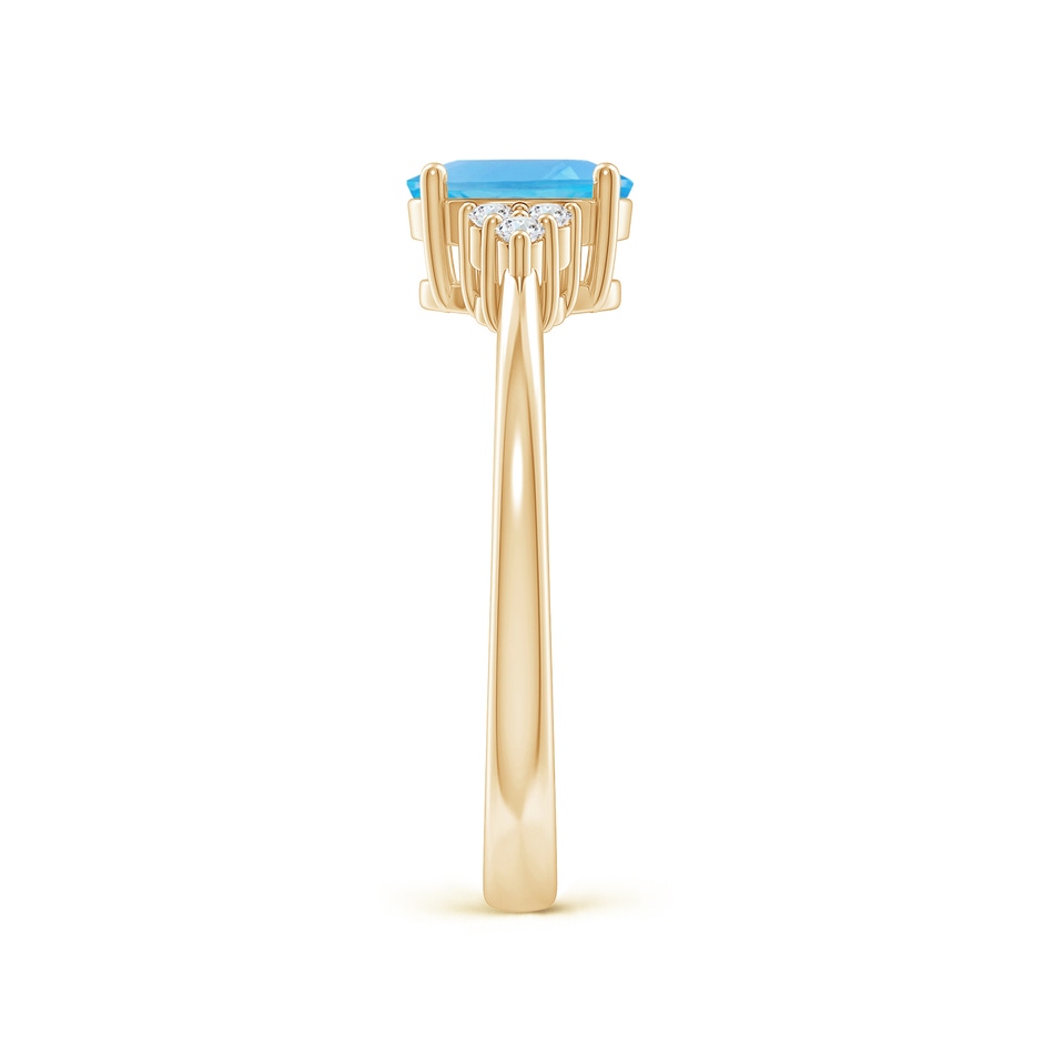 7x5mm AA Solitaire Oval Swiss Blue Topaz Ring with Trio Diamond Accents in Yellow Gold side 2