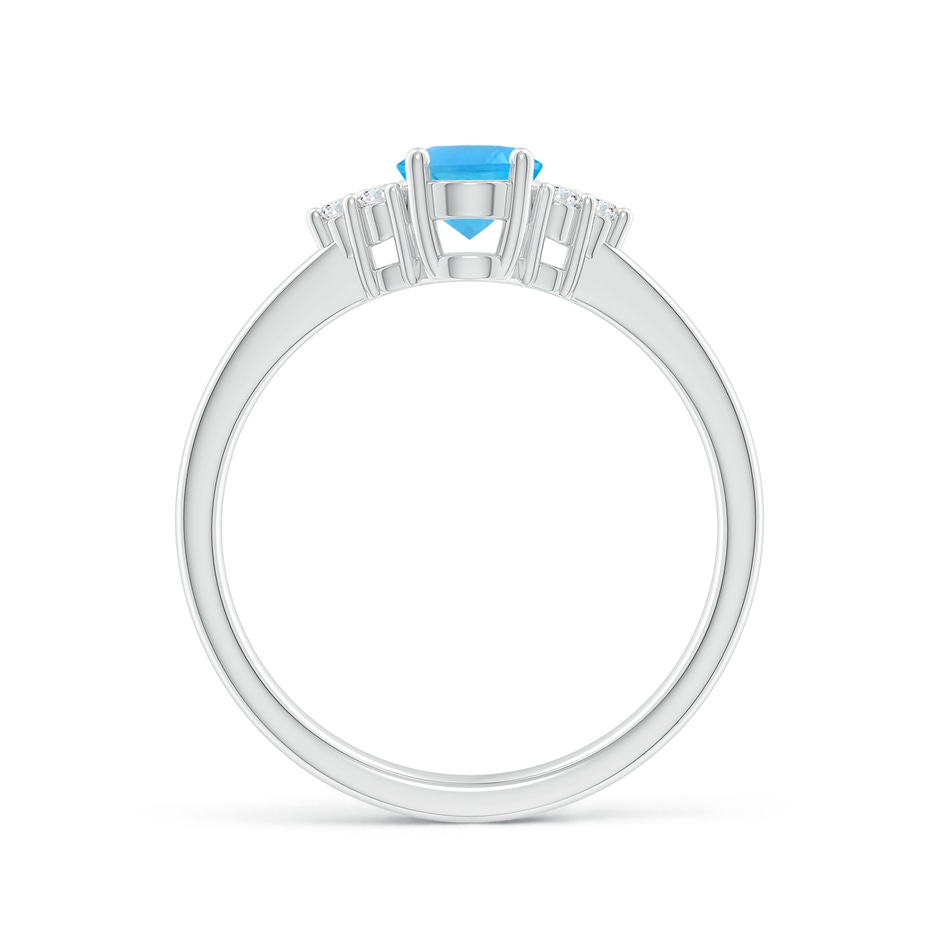 7x5mm AAA Solitaire Oval Swiss Blue Topaz Ring with Trio Diamond Accents in P950 Platinum side 1