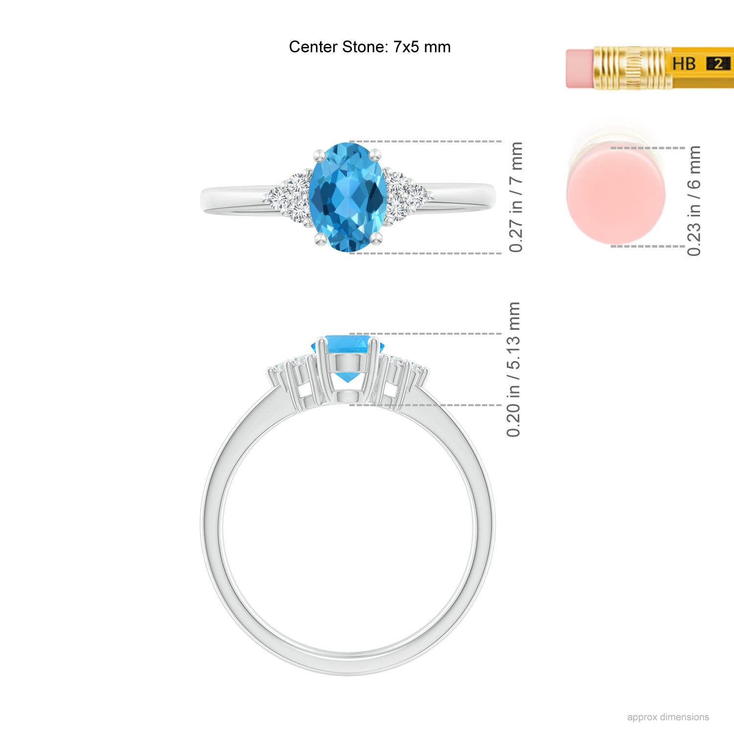 AAA - Swiss Blue Topaz / 1.03 CT / 14 KT White Gold