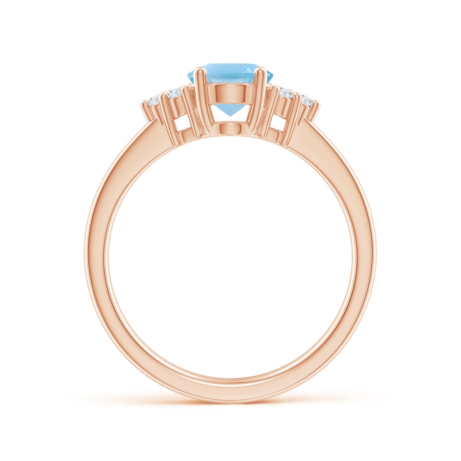 8x6mm A Solitaire Oval Swiss Blue Topaz Ring with Trio Diamond Accents in Rose Gold side 1