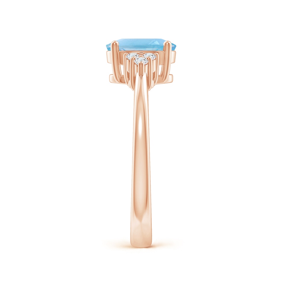 8x6mm A Solitaire Oval Swiss Blue Topaz Ring with Trio Diamond Accents in Rose Gold side 2