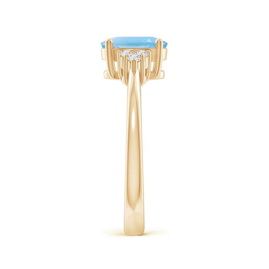 8x6mm A Solitaire Oval Swiss Blue Topaz Ring with Trio Diamond Accents in Yellow Gold side 2