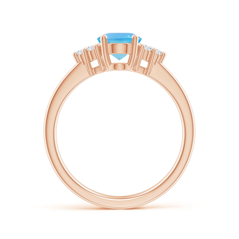 8x6mm AA Solitaire Oval Swiss Blue Topaz Ring with Trio Diamond Accents in Rose Gold side 1