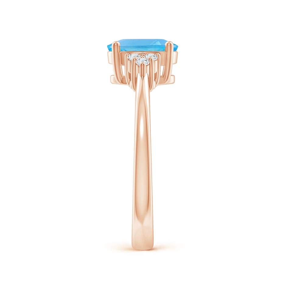 8x6mm AA Solitaire Oval Swiss Blue Topaz Ring with Trio Diamond Accents in Rose Gold side 2