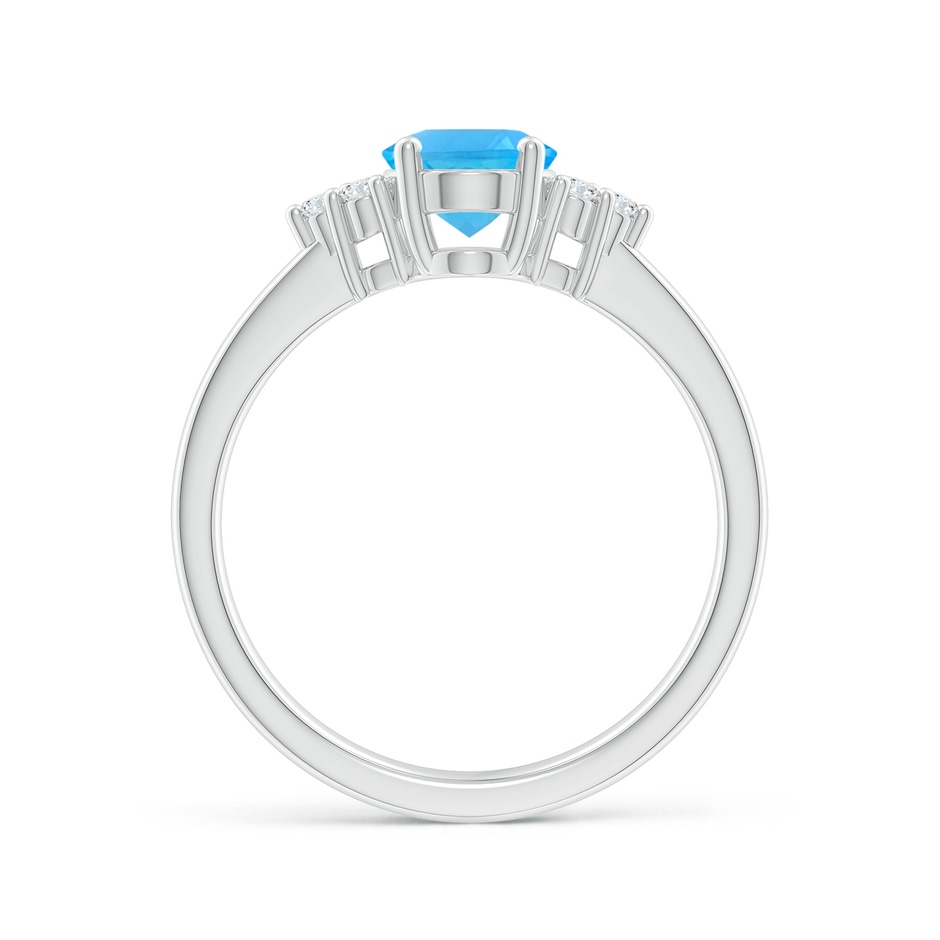 8x6mm AAA Solitaire Oval Swiss Blue Topaz Ring with Trio Diamond Accents in White Gold side 1