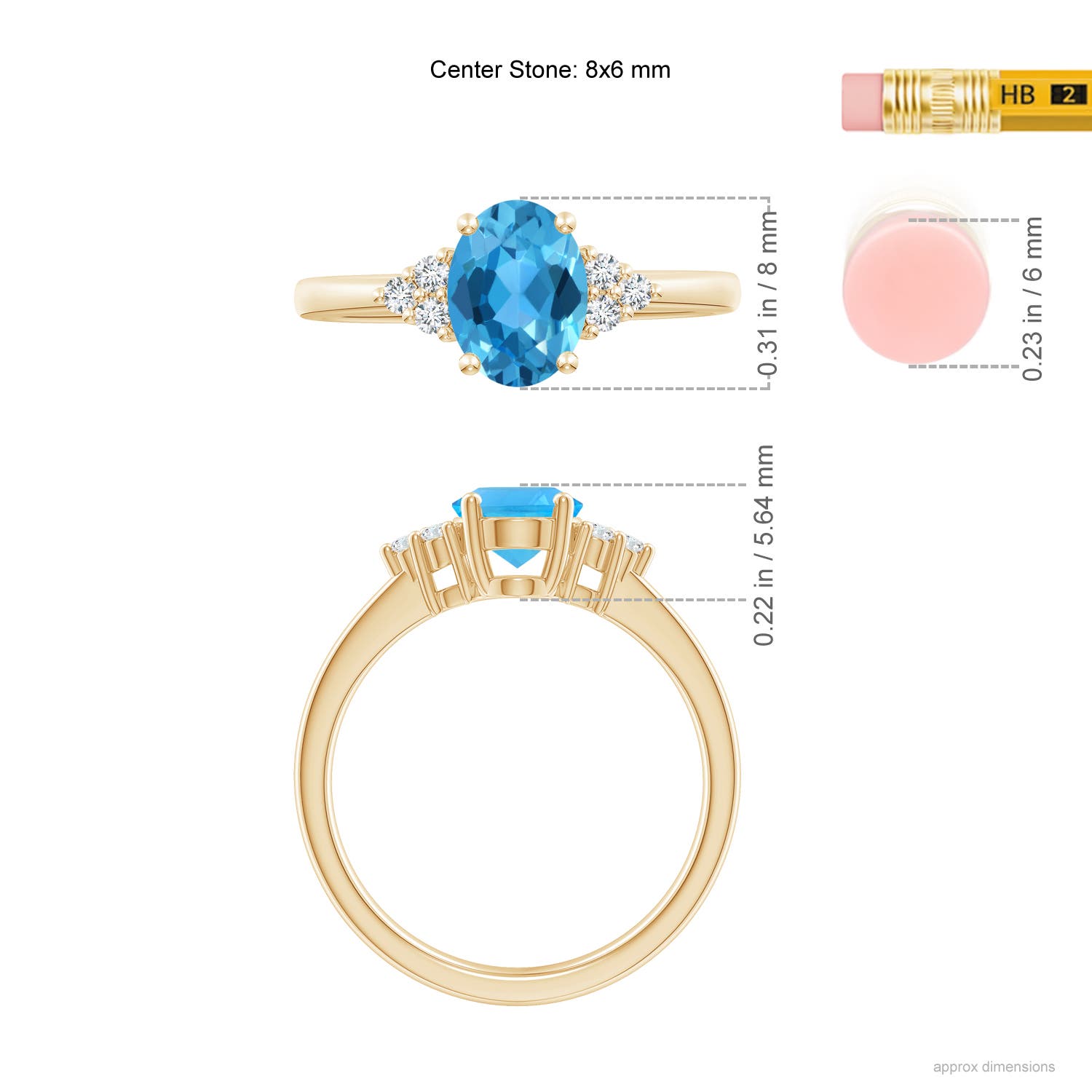 AAA - Swiss Blue Topaz / 1.61 CT / 14 KT Yellow Gold