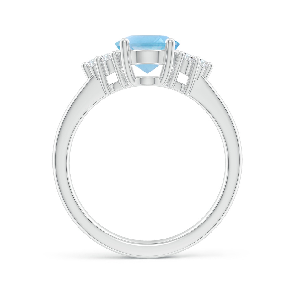 9x7mm A Solitaire Oval Swiss Blue Topaz Ring with Trio Diamond Accents in P950 Platinum side 1