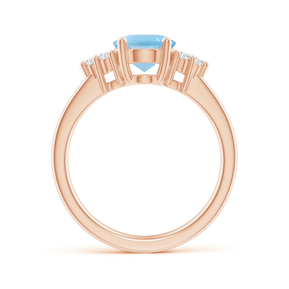 9x7mm A Solitaire Oval Swiss Blue Topaz Ring with Trio Diamond Accents in Rose Gold side 1