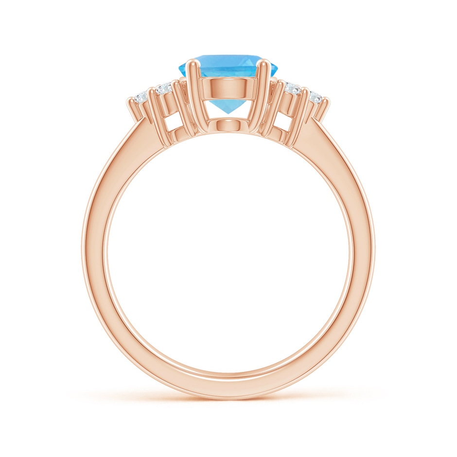 9x7mm AA Solitaire Oval Swiss Blue Topaz Ring with Trio Diamond Accents in Rose Gold side 1
