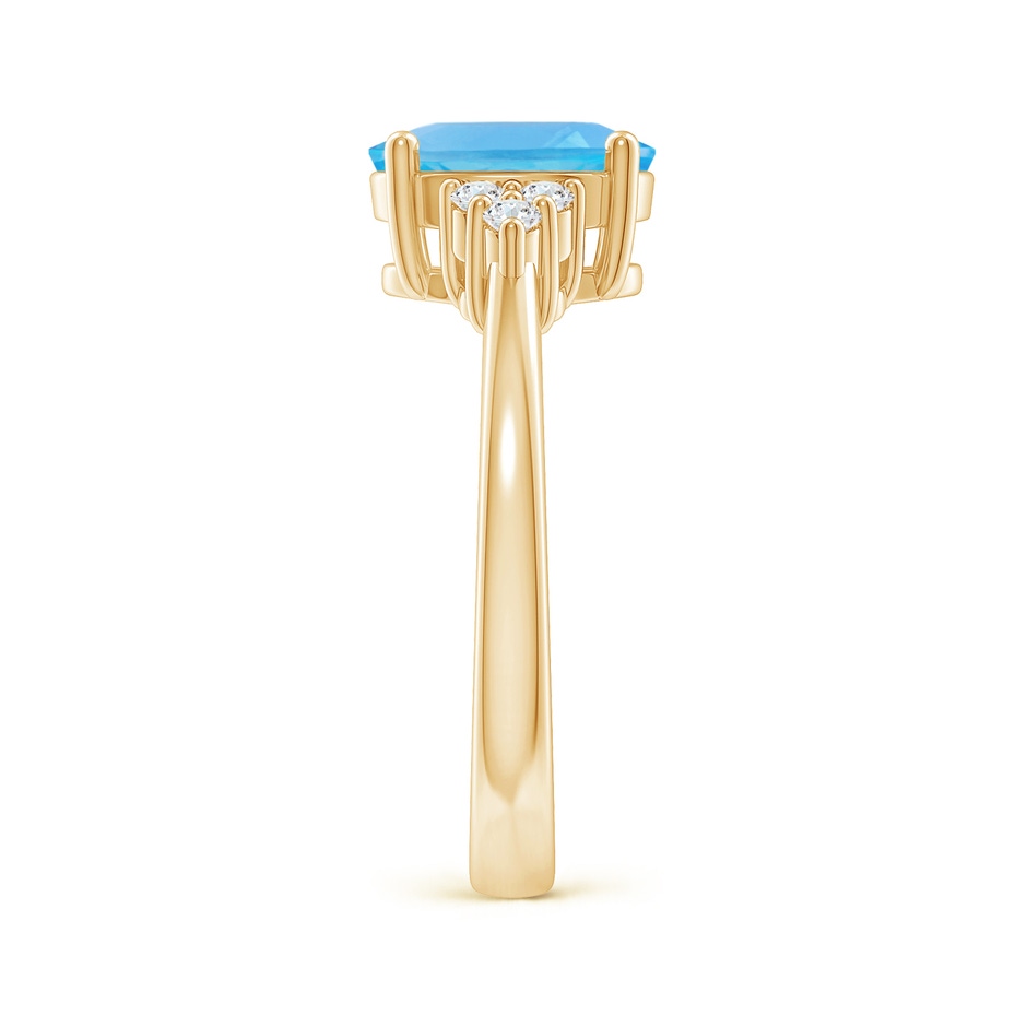 9x7mm AA Solitaire Oval Swiss Blue Topaz Ring with Trio Diamond Accents in Yellow Gold side 2