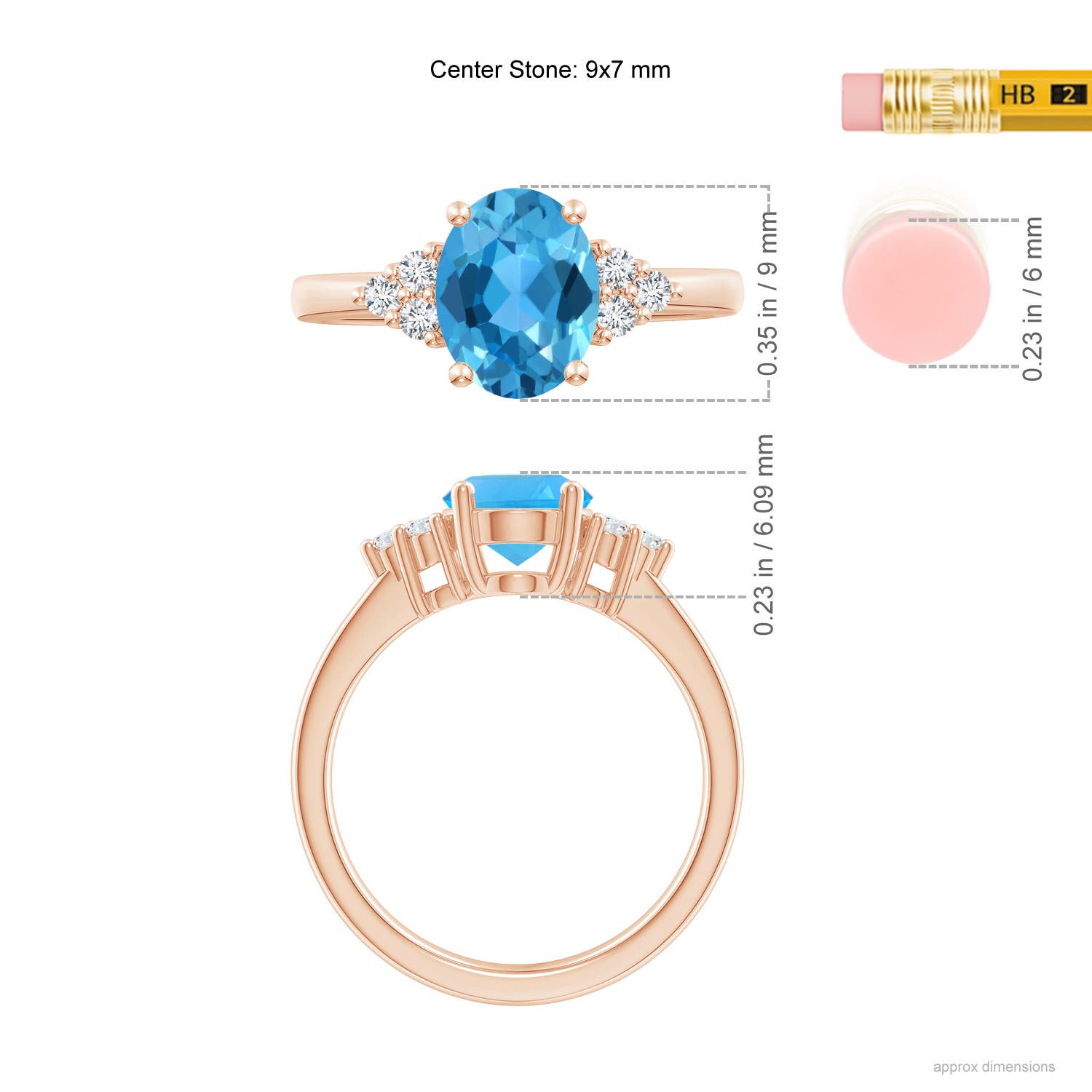 AAA - Swiss Blue Topaz / 2.4 CT / 14 KT Rose Gold