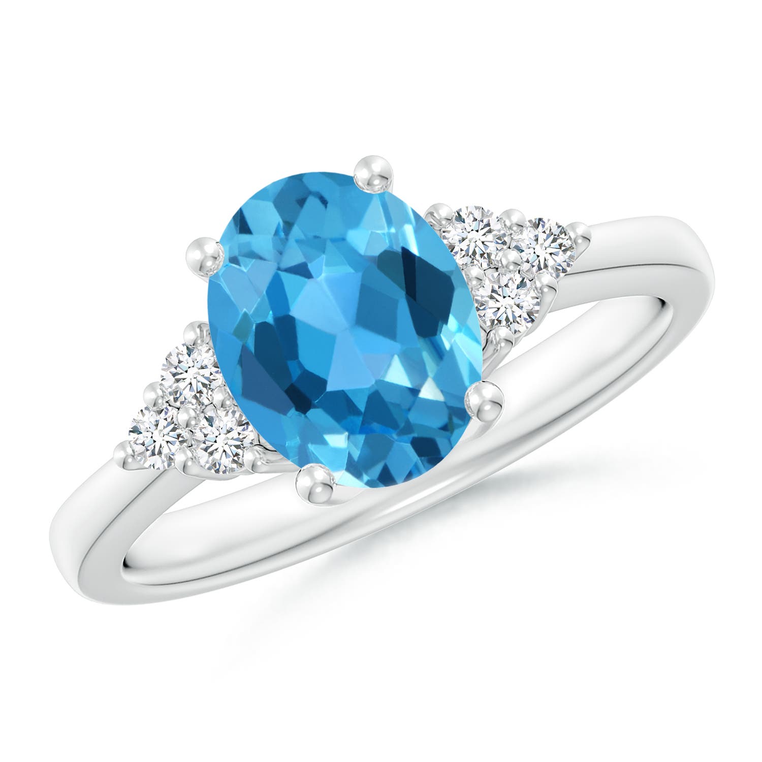 AAA - Swiss Blue Topaz / 2.4 CT / 14 KT White Gold