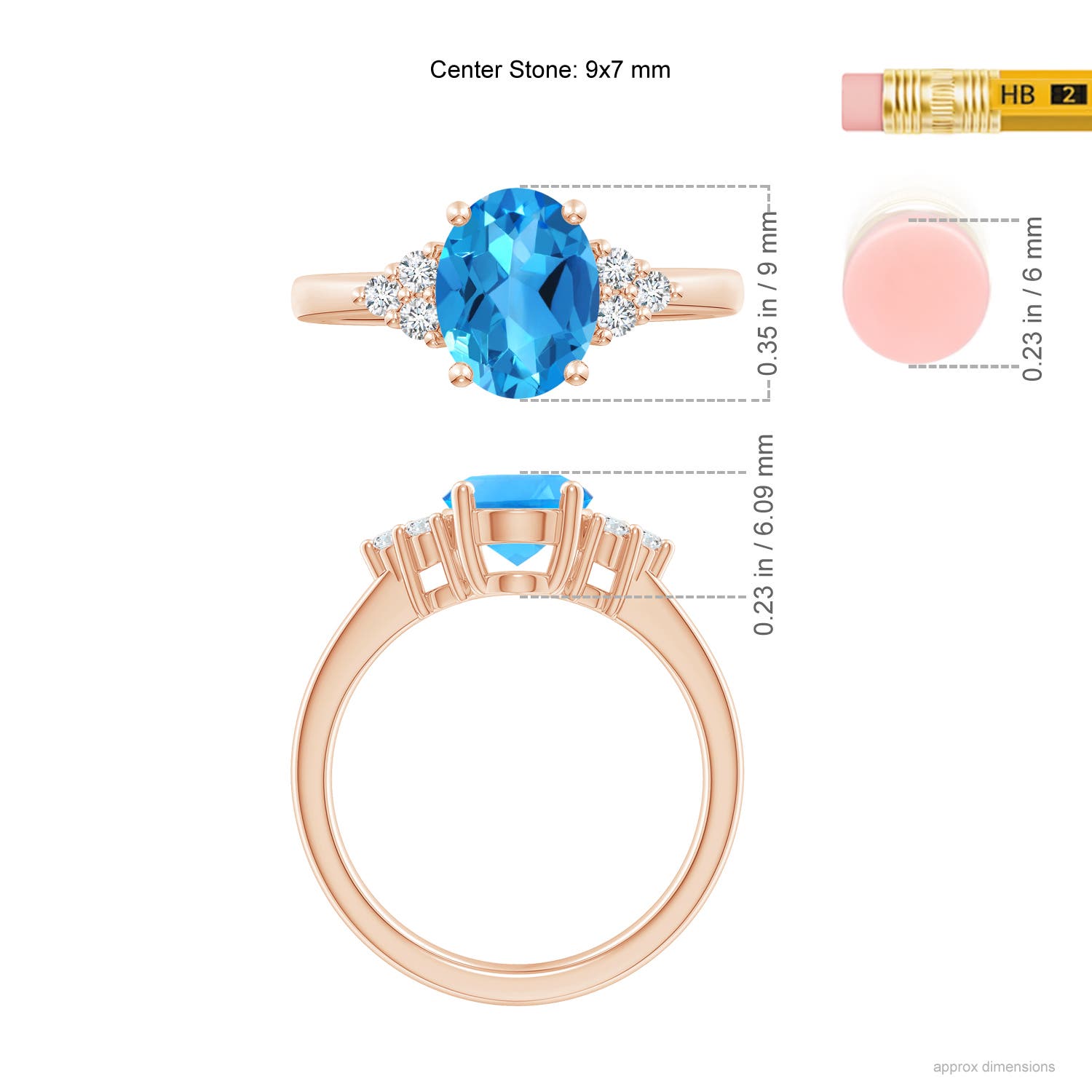 AAAA - Swiss Blue Topaz / 2.4 CT / 14 KT Rose Gold