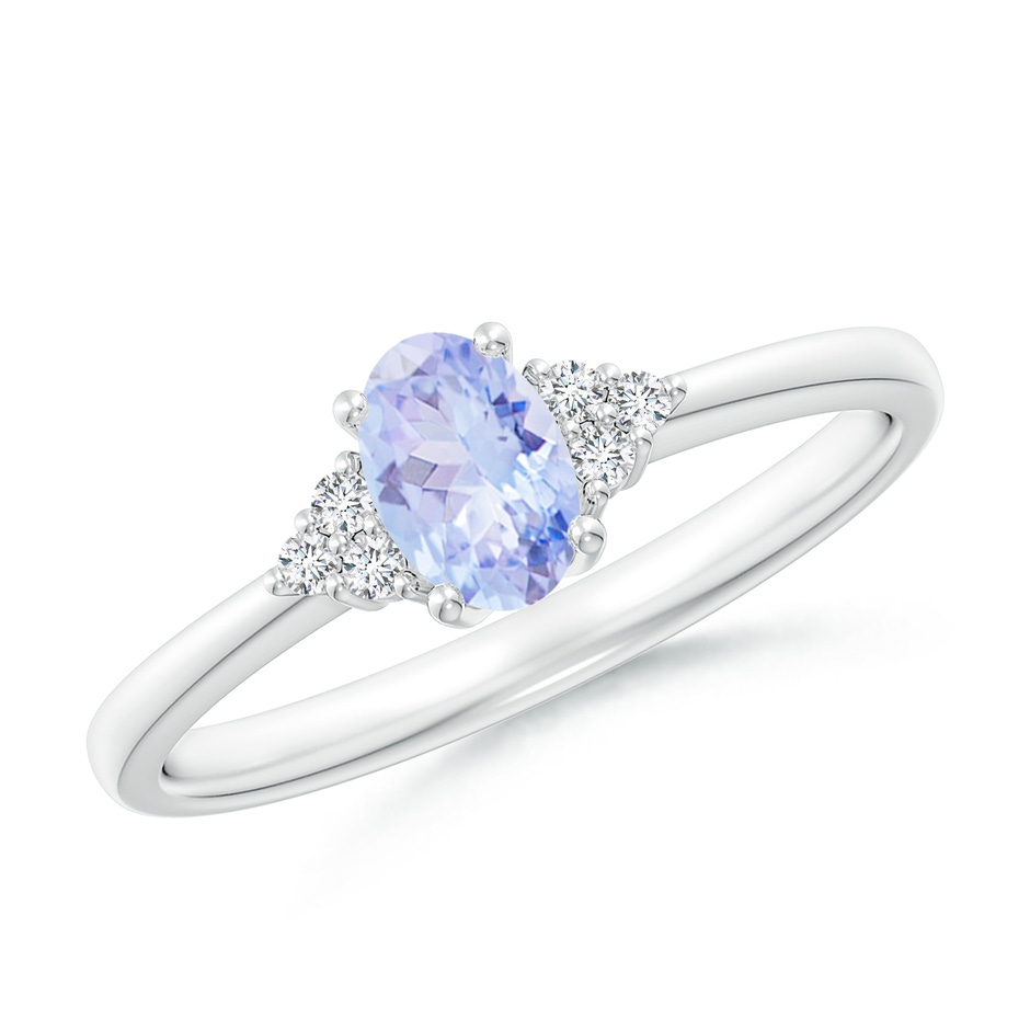 6x4mm A Solitaire Oval Tanzanite and Diamond Promise Ring in P950 Platinum 