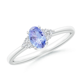 6x4mm AA Solitaire Oval Tanzanite and Diamond Promise Ring in P950 Platinum