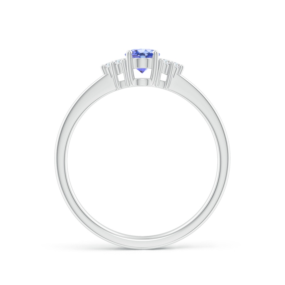 6x4mm AA Solitaire Oval Tanzanite and Diamond Promise Ring in White Gold side 1