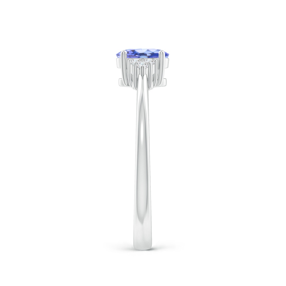 6x4mm AA Solitaire Oval Tanzanite and Diamond Promise Ring in White Gold side 2