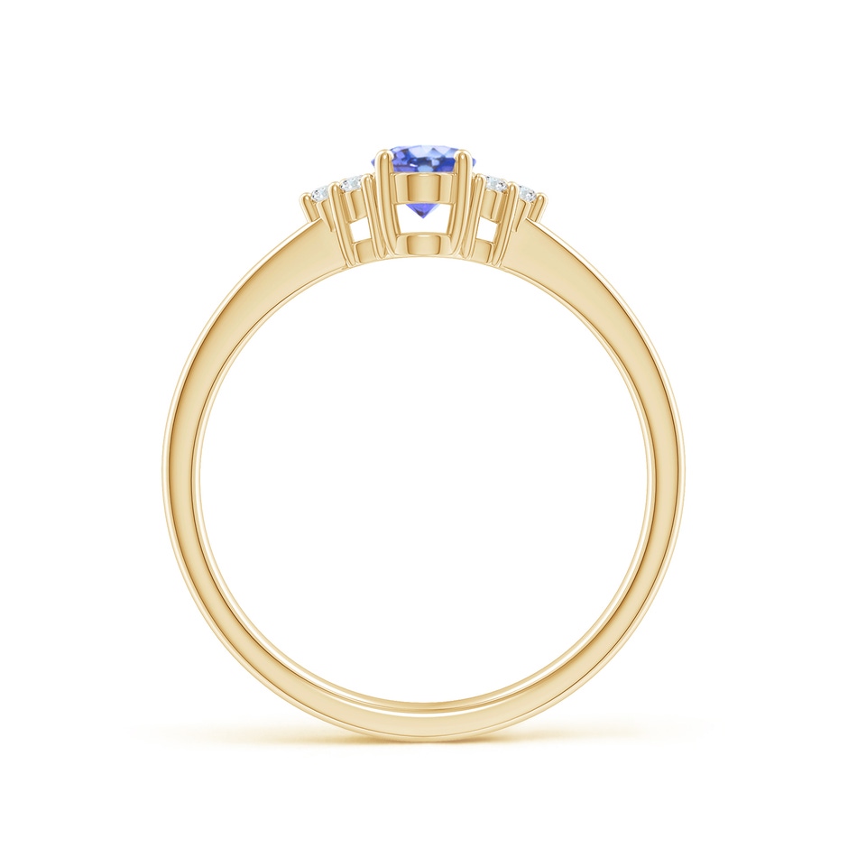 6x4mm AA Solitaire Oval Tanzanite and Diamond Promise Ring in Yellow Gold side 1