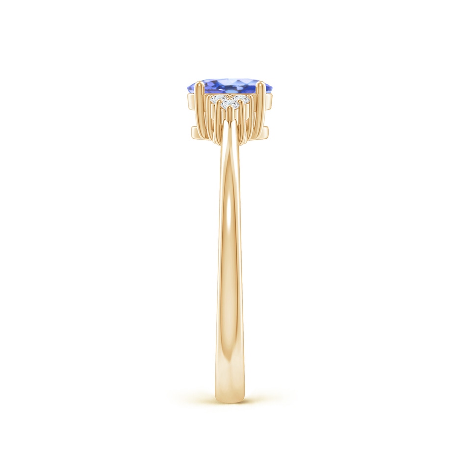 6x4mm AA Solitaire Oval Tanzanite and Diamond Promise Ring in Yellow Gold side 2
