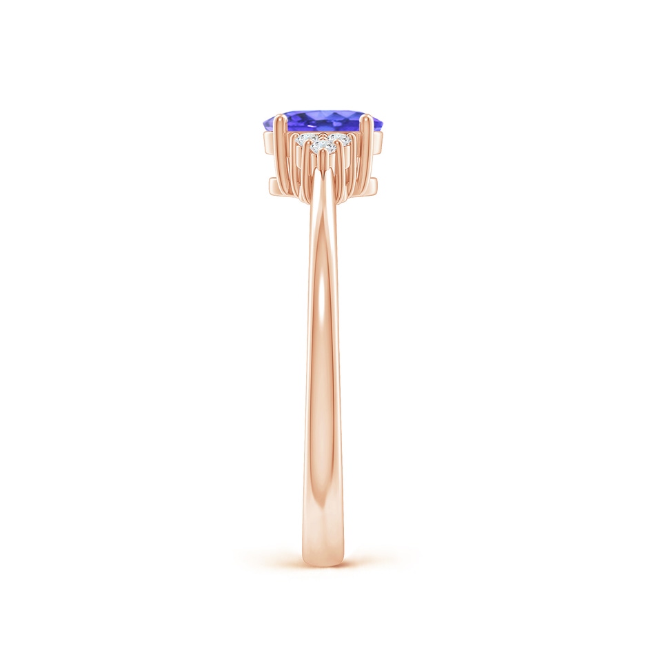 6x4mm AAA Solitaire Oval Tanzanite and Diamond Promise Ring in 9K Rose Gold side 2