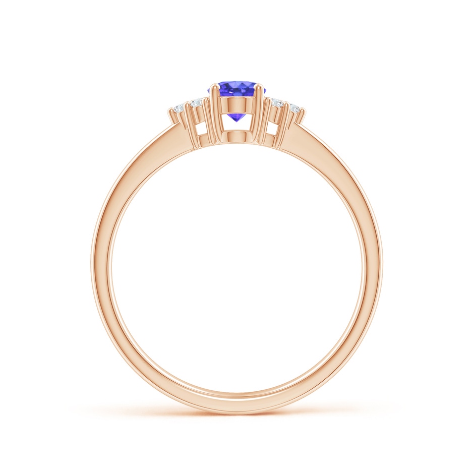 6x4mm AAA Solitaire Oval Tanzanite and Diamond Promise Ring in Rose Gold side 1