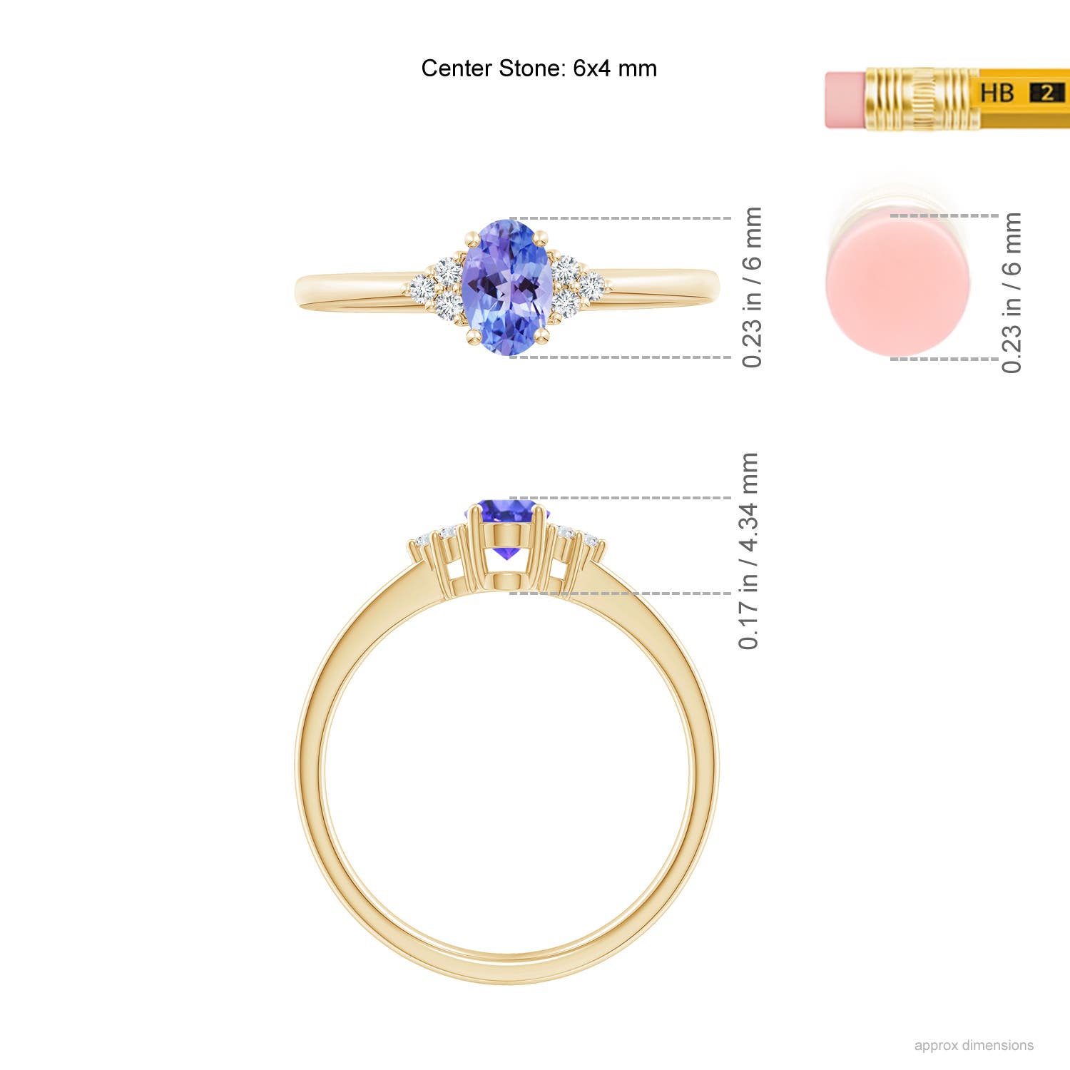 AAA - Tanzanite / 0.51 CT / 14 KT Yellow Gold