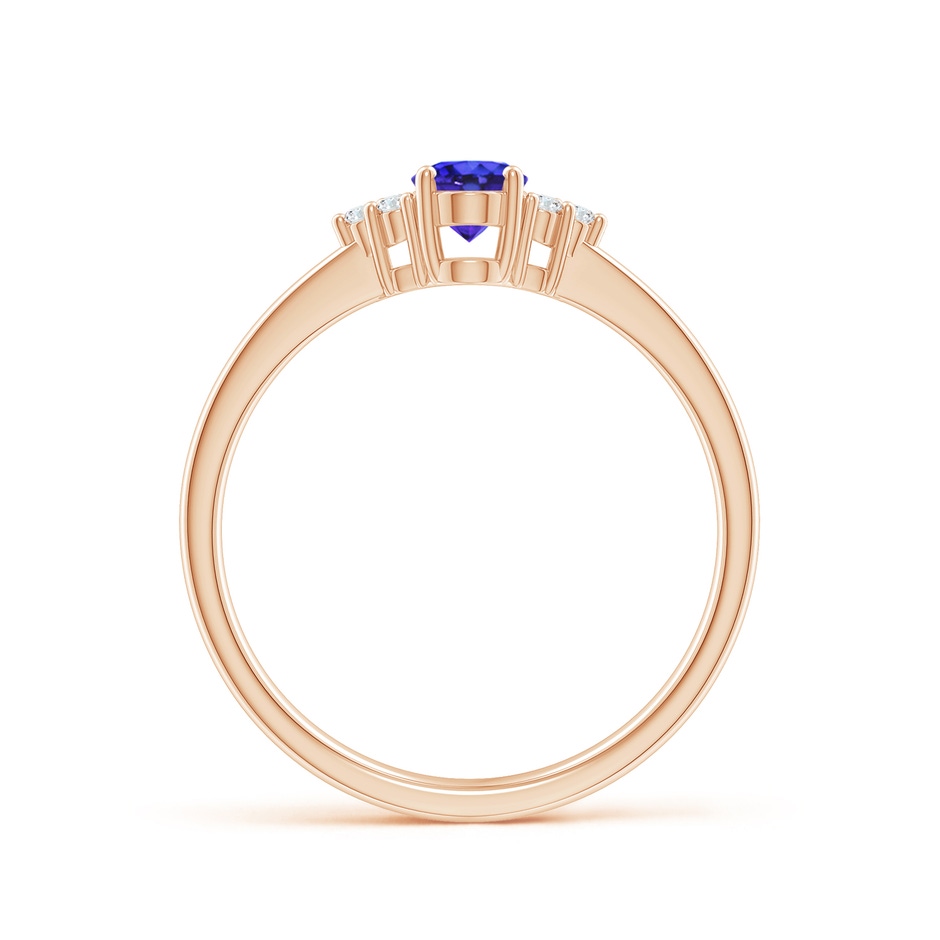 6x4mm AAAA Solitaire Oval Tanzanite and Diamond Promise Ring in 9K Rose Gold side 1