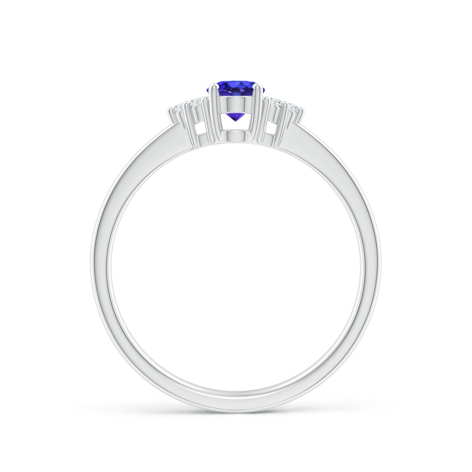 6x4mm AAAA Solitaire Oval Tanzanite and Diamond Promise Ring in White Gold side 1