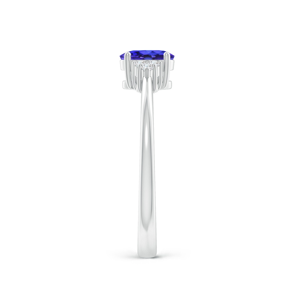 6x4mm AAAA Solitaire Oval Tanzanite and Diamond Promise Ring in White Gold side 2