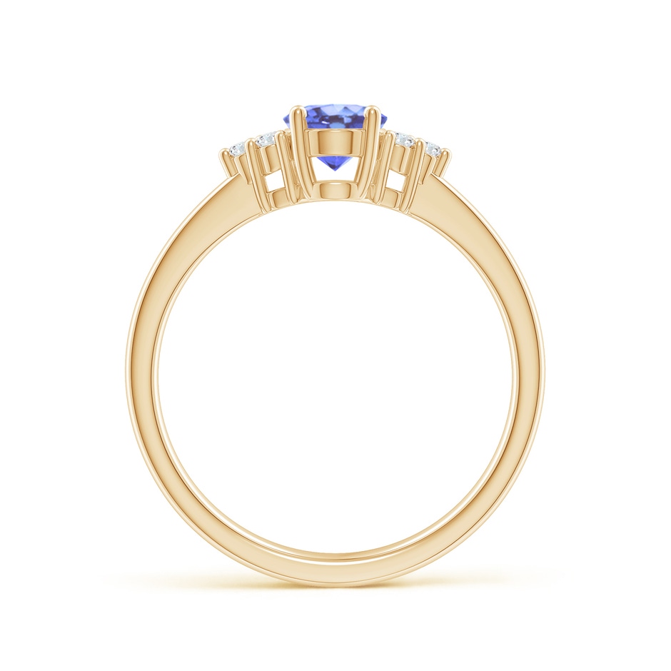 7x5mm A Solitaire Oval Tanzanite and Diamond Promise Ring in 10K Yellow Gold side 1