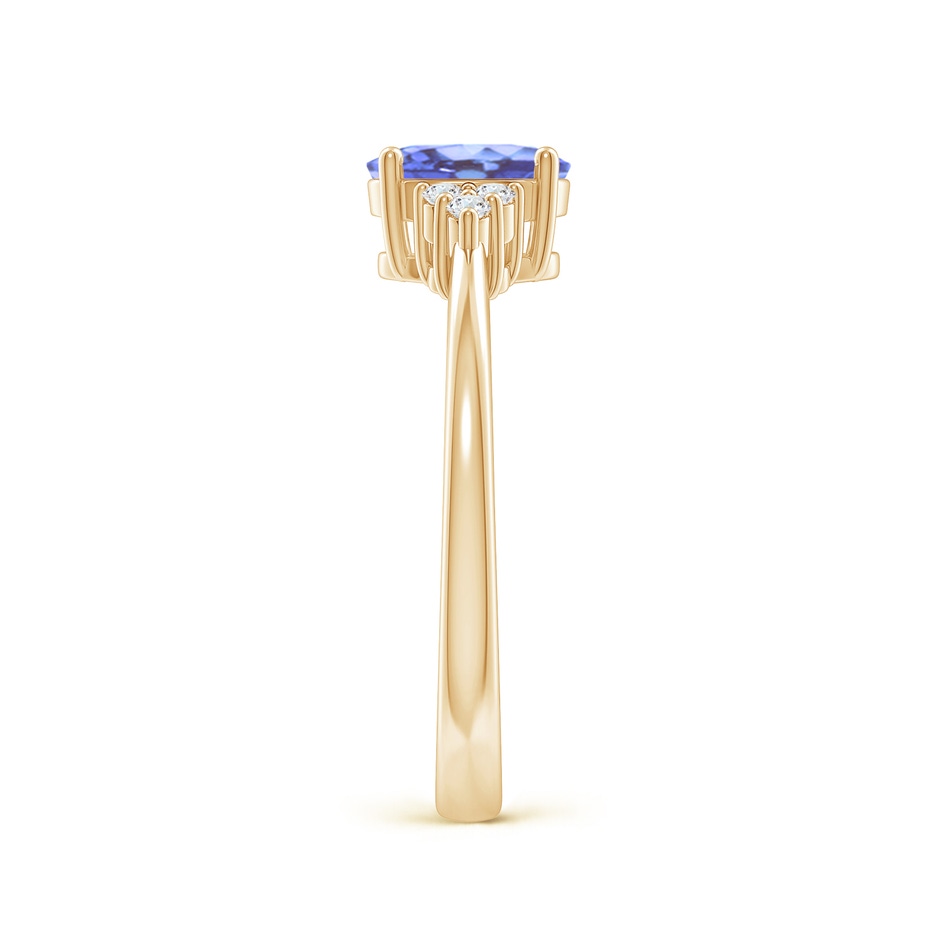 7x5mm A Solitaire Oval Tanzanite and Diamond Promise Ring in 10K Yellow Gold side 2