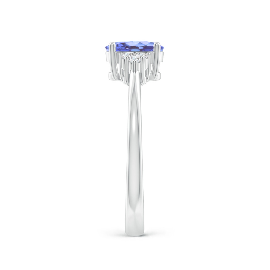 7x5mm A Solitaire Oval Tanzanite and Diamond Promise Ring in White Gold side 2
