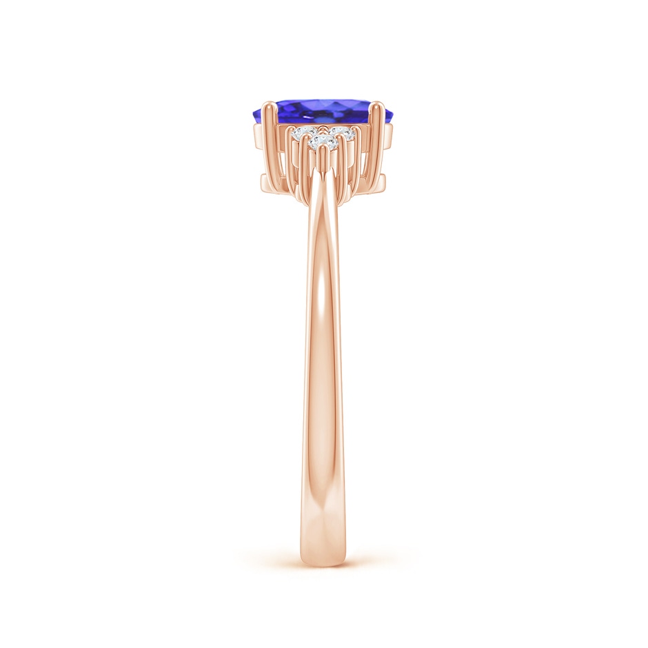 7x5mm AA Solitaire Oval Tanzanite and Diamond Promise Ring in Rose Gold side 2
