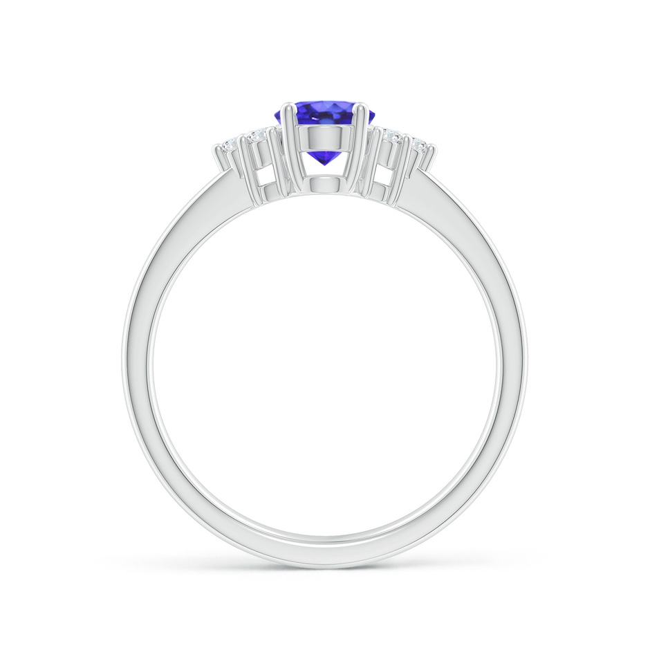 7x5mm AA Solitaire Oval Tanzanite and Diamond Promise Ring in White Gold side 1