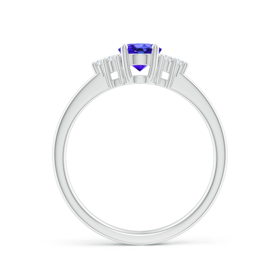 7x5mm AAA Solitaire Oval Tanzanite and Diamond Promise Ring in P950 Platinum side 1