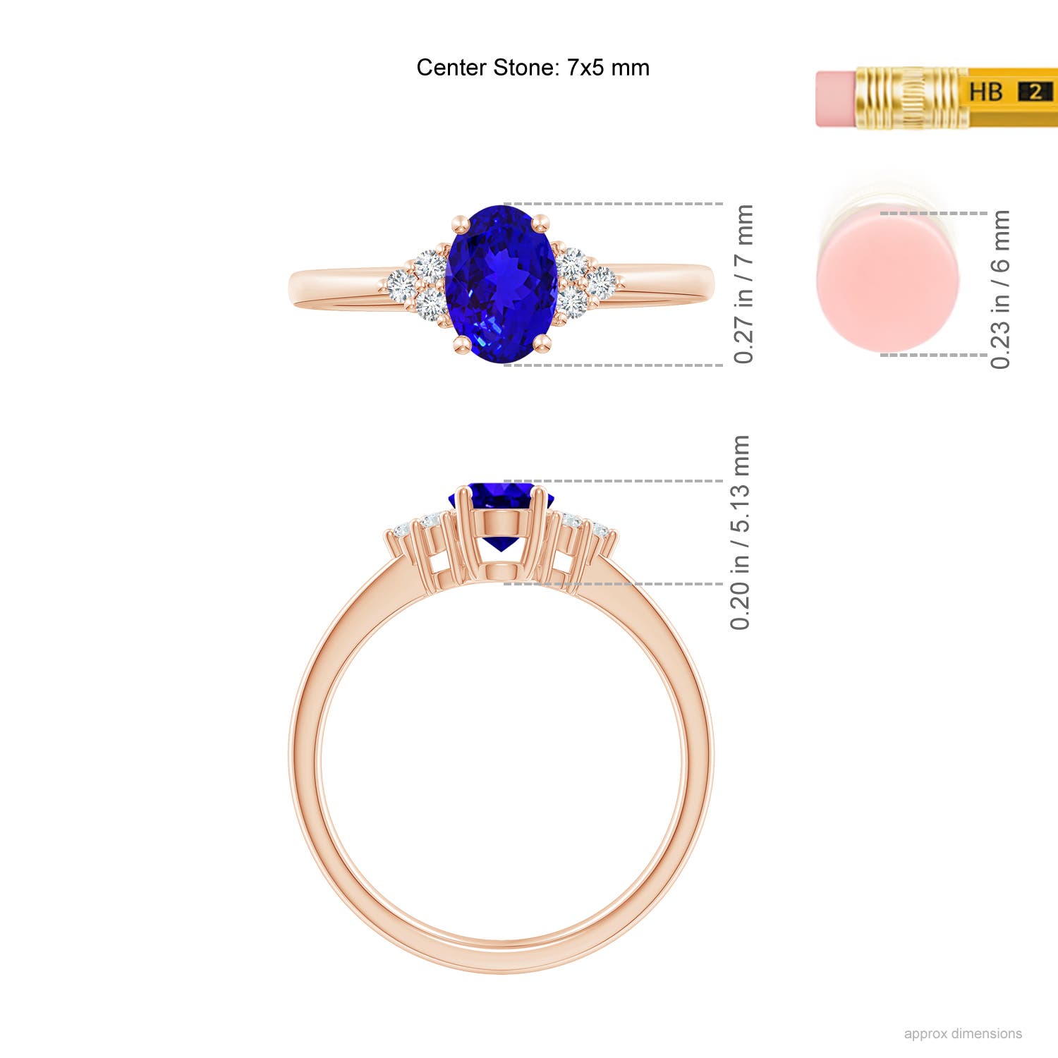 AAAA - Tanzanite / 0.88 CT / 14 KT Rose Gold