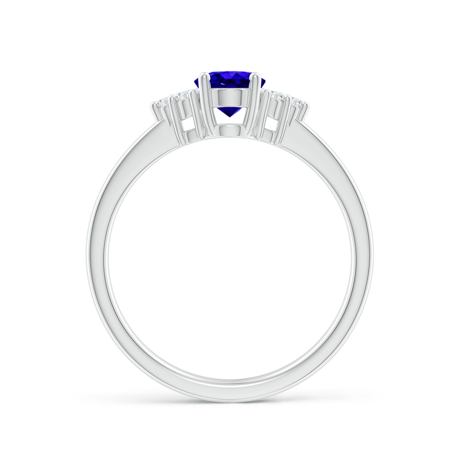 7x5mm AAAA Solitaire Oval Tanzanite and Diamond Promise Ring in White Gold side 1