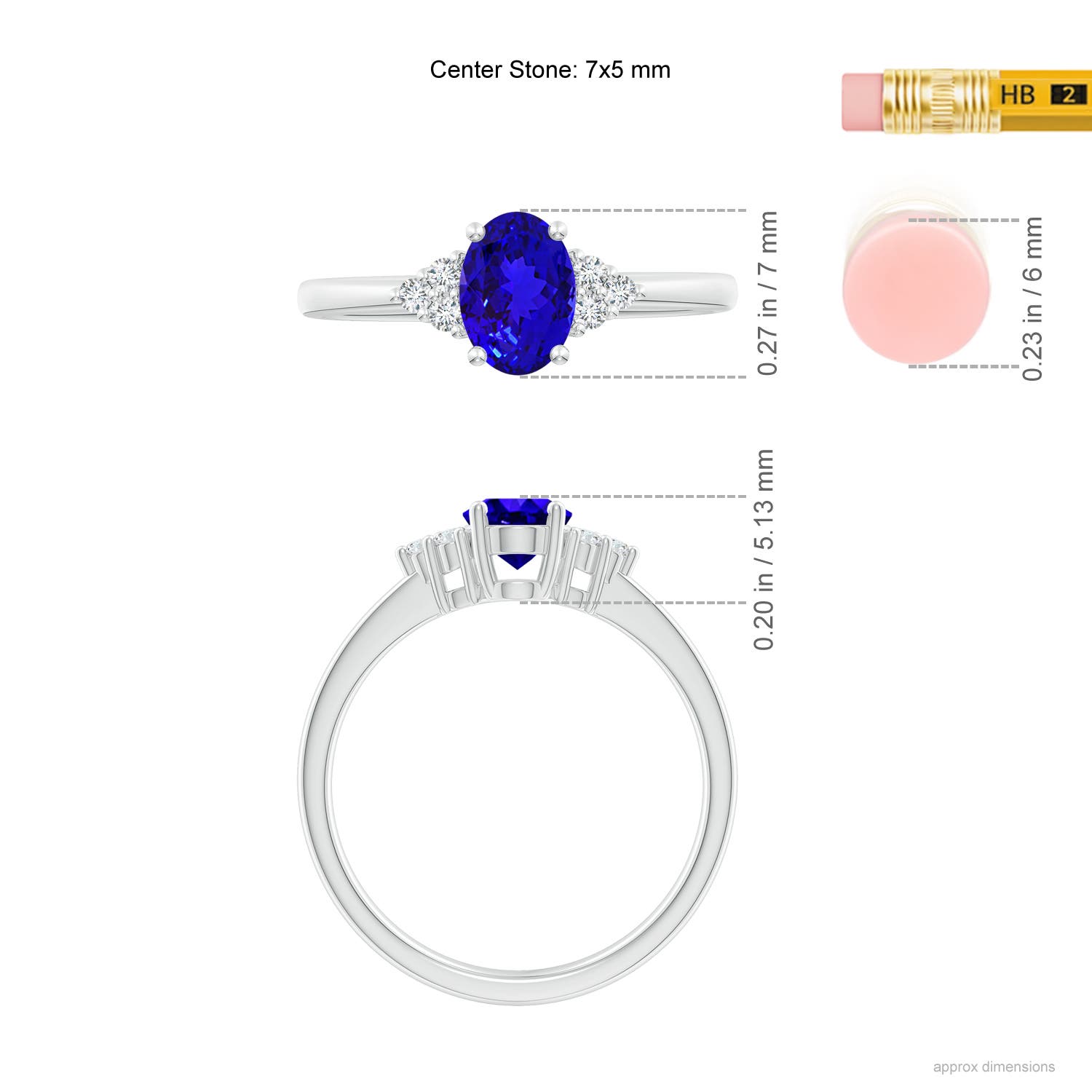 AAAA - Tanzanite / 0.88 CT / 14 KT White Gold