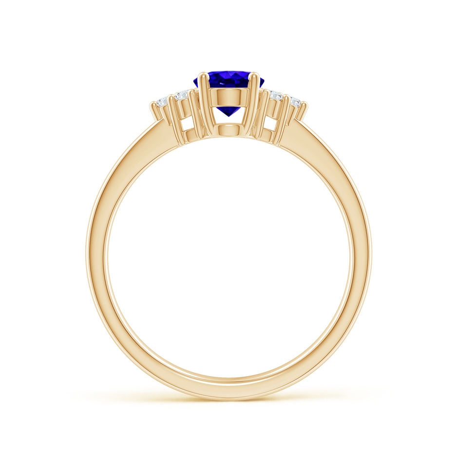 7x5mm AAAA Solitaire Oval Tanzanite and Diamond Promise Ring in Yellow Gold side 1