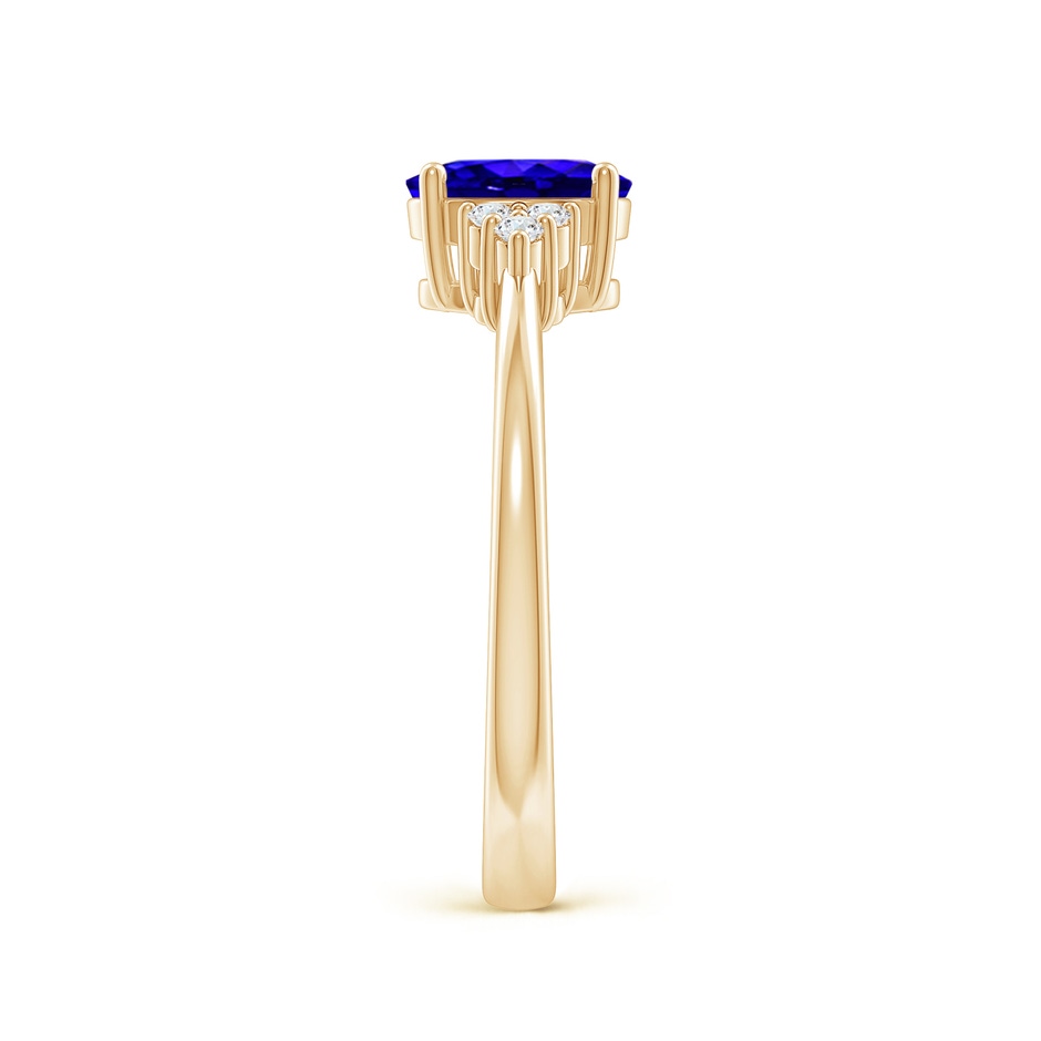 7x5mm AAAA Solitaire Oval Tanzanite and Diamond Promise Ring in Yellow Gold side 2