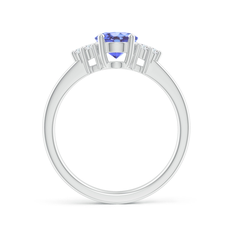 8x6mm A Solitaire Oval Tanzanite and Diamond Promise Ring in White Gold side 1
