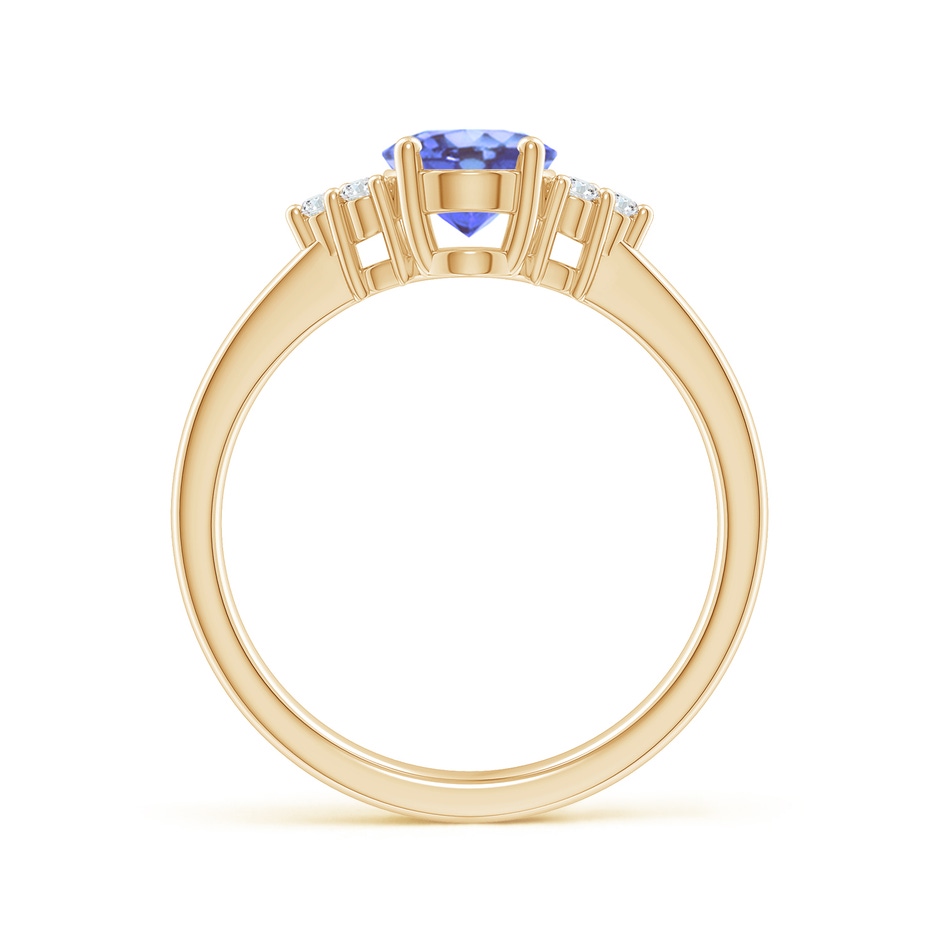 8x6mm A Solitaire Oval Tanzanite and Diamond Promise Ring in Yellow Gold side 1