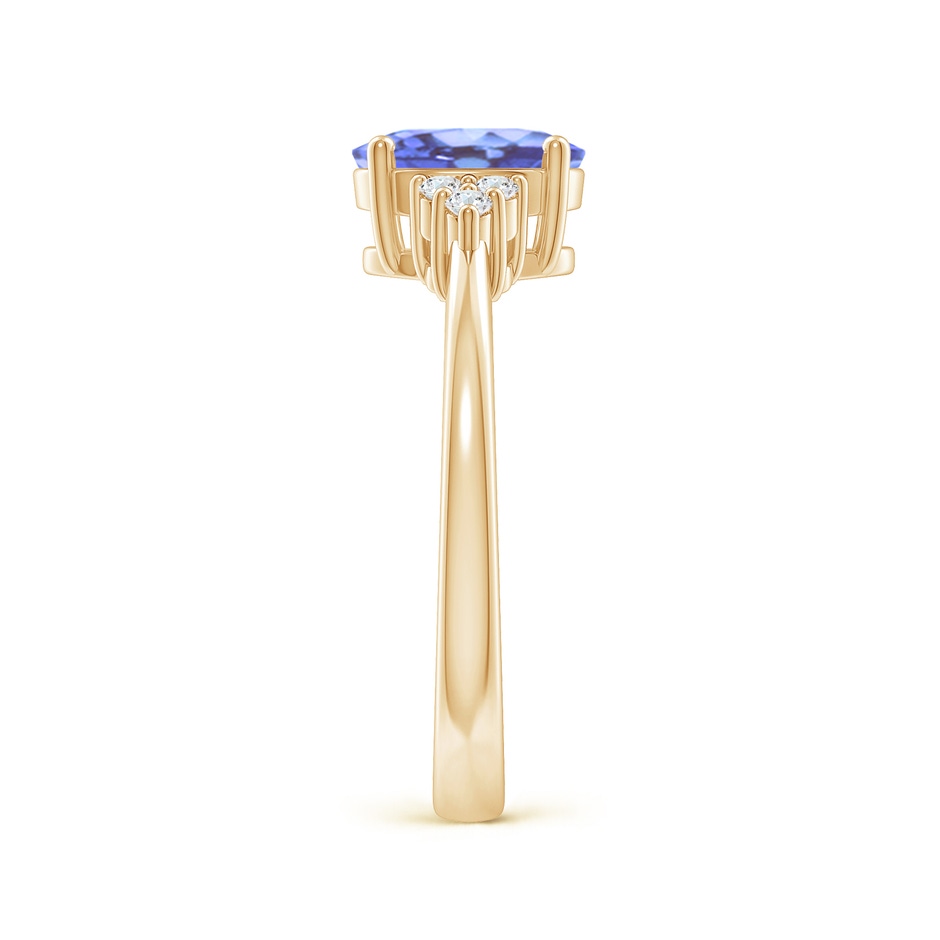 8x6mm A Solitaire Oval Tanzanite and Diamond Promise Ring in Yellow Gold side 2
